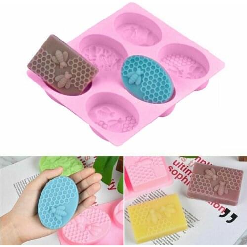 6 Hole Oval Soap Molds Silica Gel Bee Shape Handmade Soap Mold Portable Unique Soap Making Tools Fast delivery Support CSV Ship