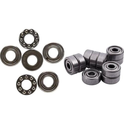 2Pcs 10 X 24 X 9Mm 51100 Single Direction Thrust Ball Bearings & 10Pcs Miniature Radial Ball Bearings 623ZZ 3X10X4Mm
