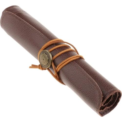 Portable Knives Roll Up Bag PU Leather Wrap Organizer Pocket Knife Pouch