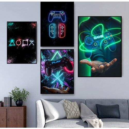 Gamer Room Poster And Prints Gamer Game Playstation Canvas Painting Gamer Decoration Pictures Wall Art Boys Bedroom Home Decor