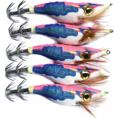 20Pcs Squid jig Fishing bait Shrimp Lure 9g/10cm Isca Artificial Fishing Wobble Octopus Wood Shrimp Lure