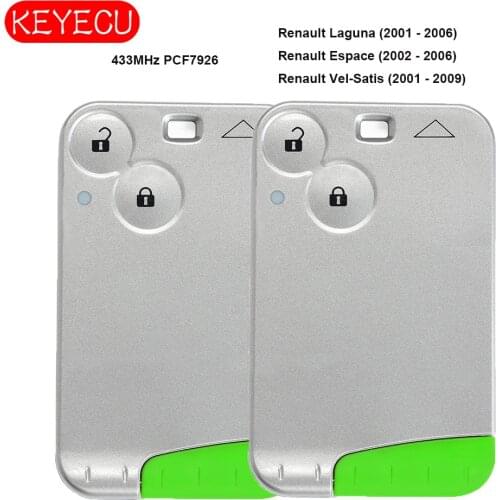 KEYECU for 2PCS KYDZ LAGUNA new version 2button 433MHz PCF7926ATT smart remote key- battery holder improved