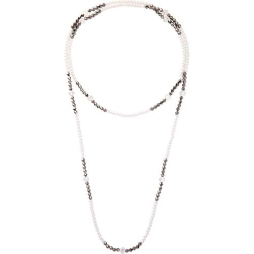 Chic Jewelry Women Fashion 2017 New Strand Beaded Chain Necklace High-end Luxury Long Acrylic Bridals Necklace For Wedding