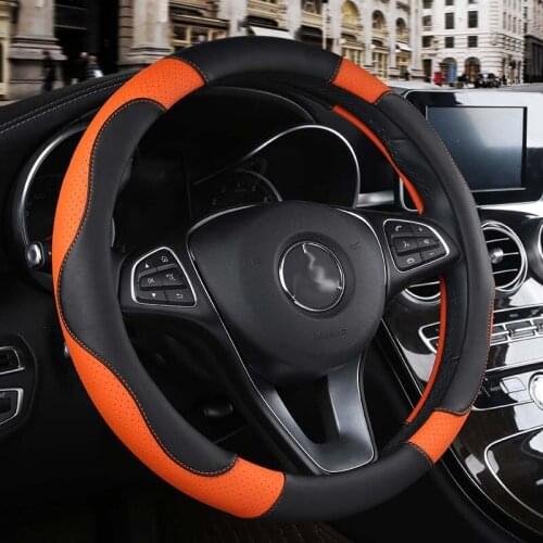 Steering wheel cover universal super leather stitching printing car handle slip resistant breathable for chevrolet cruze skoda