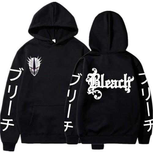 Japan Anime Bleach Harajuku Gothic Cartoon Logo Print Hoodies Sweatshirt Korean Fashion Men Long Sleeve Winter Hoodie Streetwear