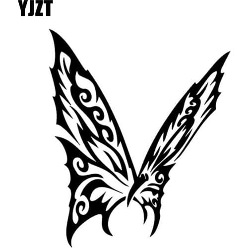 YJZT 13.6CM*16.4CM Butterfly Car Trunk Creative Decoration Vinyl Decal Car Stickers Black/Silver C4-2459