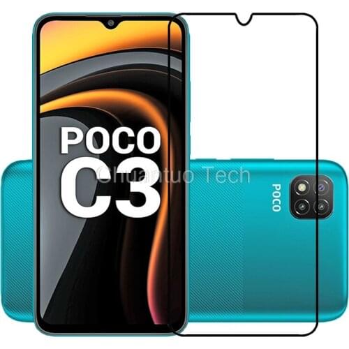 75 Pcs/Lot 2.5D Premium Tempered Glass for Xiaomi Poco C3 Full Cover Screen Protector Protective Film for Poco C3