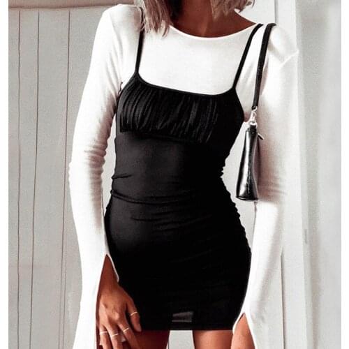 Womens Solid Color Sleeveless Suspender Dress Fold Open Back Slim Fit Hip Bodycon Slim Dress for Spring and Summer
