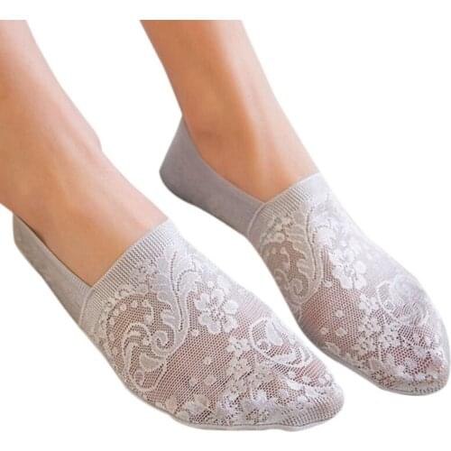 Girl 1 Pair Women Sock Slippers Antiskid Invisible Liner No Show Low Cute Socks For Girls Lace Short Sock
