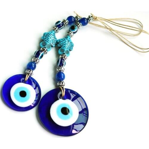 1PC Big Blue Eye Jewelry Fish Shape 4cm 5cm Round Glass Demon Eyes Pendant Wall Hanging Decorations