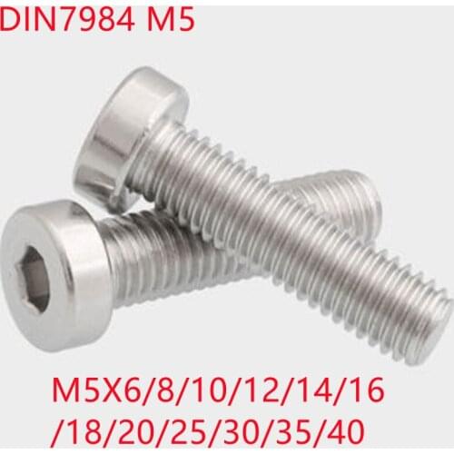 10PCS m5*8/10/12/14/16/18/20/25/30/35/40 304 Stainless Steel Din7984 Hex Socket Thin Low Short Profile Head Allen Cap Screw