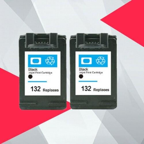 2 x Black 132 136 Ink Cartridge Replacement for HP132 for hp136 for HP Photosmart 2573 C3183 Officejet 6213 PSC 1513 printer