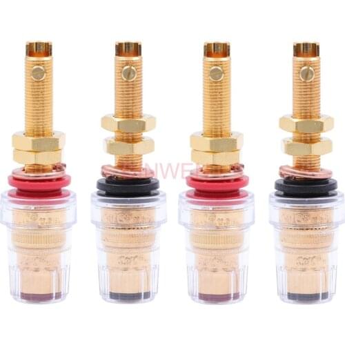 4PCS CMC 858 series High end Gold Plated Brass Amplifier Binding Post Speaker Banana Plug Socket Connector Hifi Audio DIY