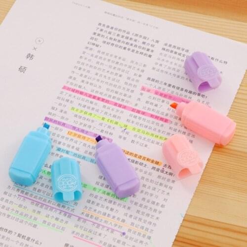6pcs Mini Colorful Candy Color Highlighters Promotional Art Markers Fluorescent Pen Gift Stationery