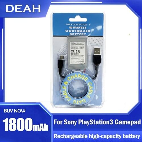 3.7V 1800mAh Rechargeable Battery With USB Charger Cable For Sony PS3 Playstation 3 Wireless Controller Replacement Batteries