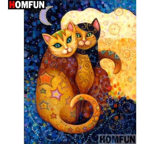 HOMFUN Full Square/Round Drill 5D DIY Diamond Painting "Cartoon cat" Embroidery Cross Stitch 3D Home Decor A10328