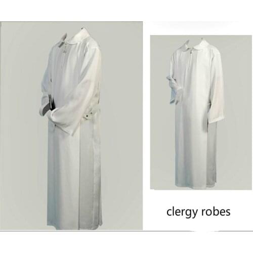 White Christian Clergy Robe Priest Chasuble Catholic Toga Deacon Disfrases Para Iglesia Priest White Gown Church Utensils