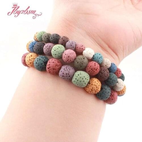 Natural AA Grade Lava Rock Stone Bracelet Round Stone Beads 6/8/10mm For Women Gift Fashion Jewerly Bracelet 7" free shipping