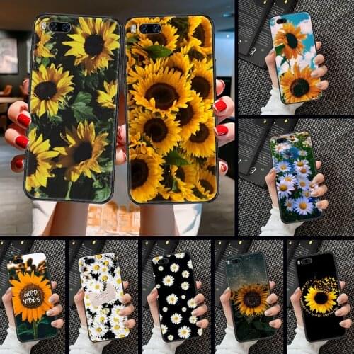 Yellow flower sunflower Phone case For Xiaomi Mi Max Note 3 A2 A3 8 9 9T 10 Lite Pro Ultra black fashion prime tpu funda