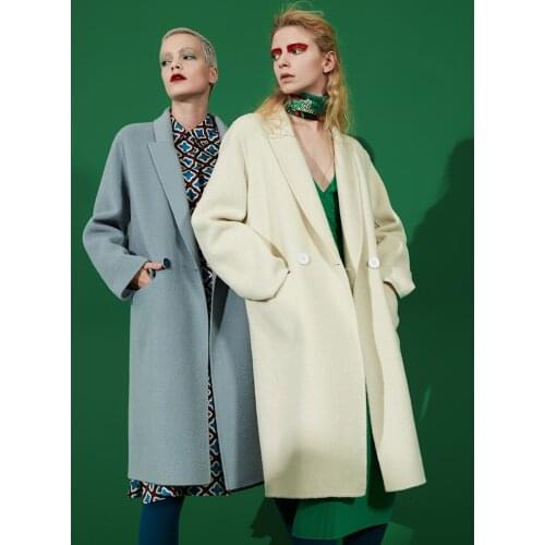 Hepburn Australian wool double-sided cashmere coat womens medium length 2021 new small tweed coat