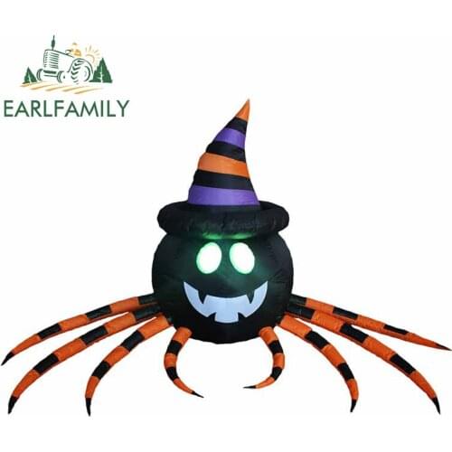 EARLFAMILY 13cm x 9.3cm For Halloween Inflatable Spider Cartoon Funny Car Stickers Motorcycle Laptop Decal Waterproof Decoration