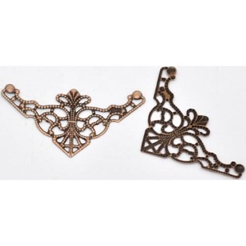 8SEASONS 50 Copper Tone Filigree Triangle Wraps Connectors (B13802)