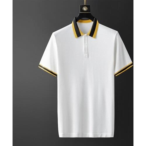 New Summer Mens T-shirts Luxury Contrast Color Rib Short Sleeve Casual Men T-shirts Fashion Slim Fit Ventilate Man T-shirts