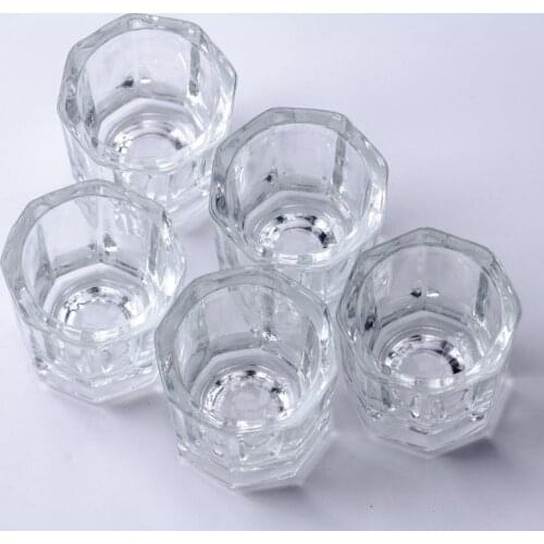 Crystal Glass Powder Liquid Nail Cup Dappen Dish Lid Bowl Cup Holder Equipment Nail Tools Nail Polish Small Capacity Glass Cup