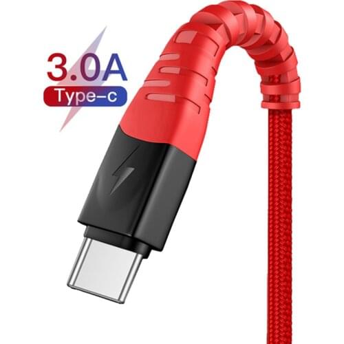 Type C 3.0A Cable For Huawei P20 30 40 Pro Xiaomi Redmi Nylon Fast Charging Wire Cord 0.5M/1M/2M/3M USB C Cable
