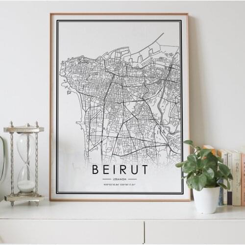 BEIRUT city map Nordic Living Room Decoration Canvas Poster Modern Home Decor Art Print Painting