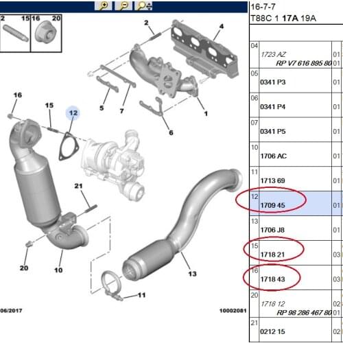 Catalytic converter pad screw bolt 170945 171821 171843 for Peugeot 308 408 508 3008 5008 Citroen C3 C4 C5 DS 1.6T