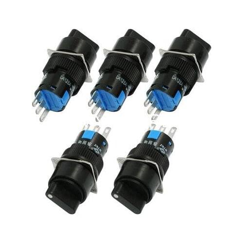 Round 1NC 1NO SPDT Rotary Selector Push Button Switch AC 250V 5A 16mm Mounting Hole 2 Position 3 Pins