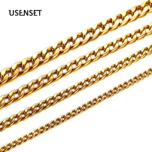Cuban Link Chains Necklaces Miami Gold Silver Color 5MM 6MM 8MM 10MM Stainless Steel Jewelry Jewelry 35CM-70CM