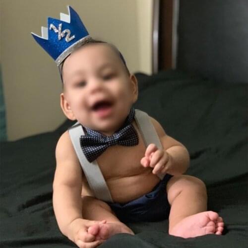 Boy 1/2 Birthday Crown Hat 6 Month Birthday Party Hat Headband Photo Prop kids 1st 2nd Birthday party Decoration 1 2 Year Old