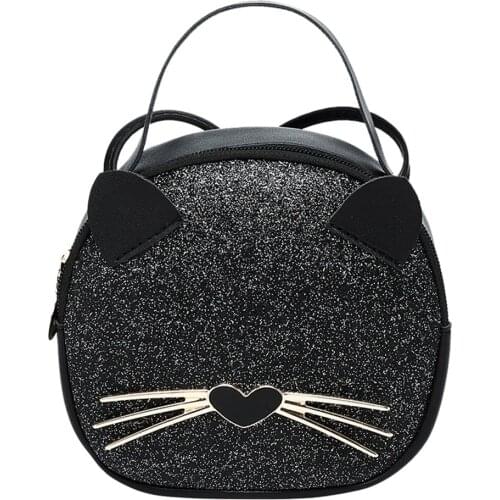Fashion Tote Bag 2020 Winter Women Leather Handbags Cute Cat Ears Shoulder Bag Sequin Shopping Bag High Quality Bolsos Mujer YYL