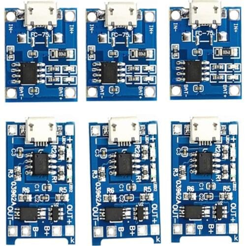 5V 1A 18650 Micro USB batterie au Lithium chargeur module + Protection double fonctions, Lithium Battery Charging Board TP4056