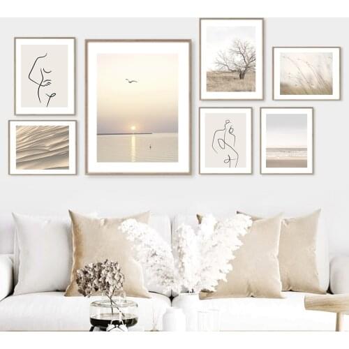 Sea Beach Landscape Abstract Woman Body Wall Art Canvas Painting Nordic Posters And Prints Wall Pictures For Living Room Decor