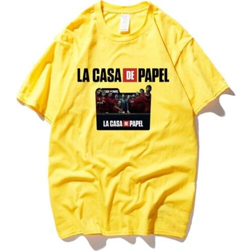 100% Cotton Tshirt Men Short Sleeve House of Paper T Shirt Men Funny Design La Casa De Papel T Shirt Money Heist Tees tshirt man