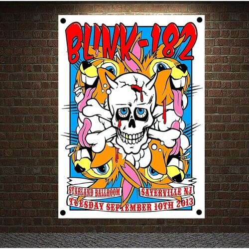 Music Illustrated Rock Hip Hop Reggae Guitar Posters Wall Stickers High Grade Canvas Art Four Holes Banners Flags Home Decor