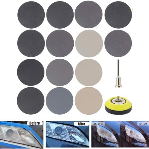 3 Inch 180 PCS Car Headlight Repair polishing Sandpaper kit Wet Dry Sanding Discs with Backing Pad Soft Foam Buffering Pad