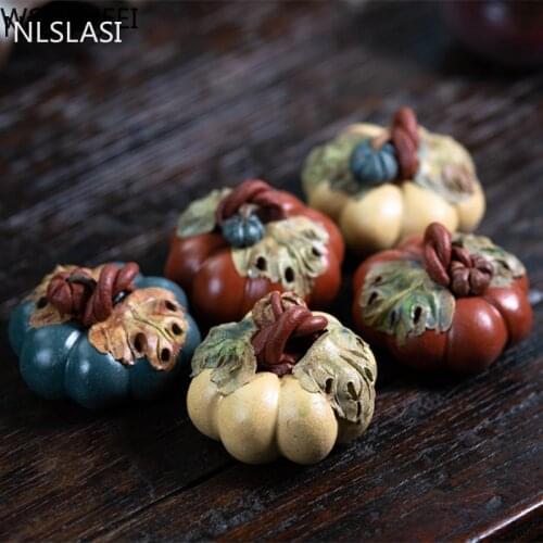 1 PCS Purple Clay Tea pet Ornaments Pumpkin sculpture tea Figurine Boutique Tea Accessories Crafts home tea decoration