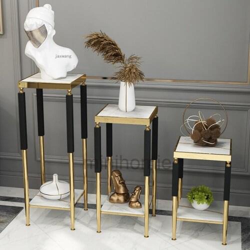 Nordic Stainless Steel Storage Shelf Living Room Floor Flower Stand Modern Minimalist Balcony Plant Rack Coffee Side Table mc