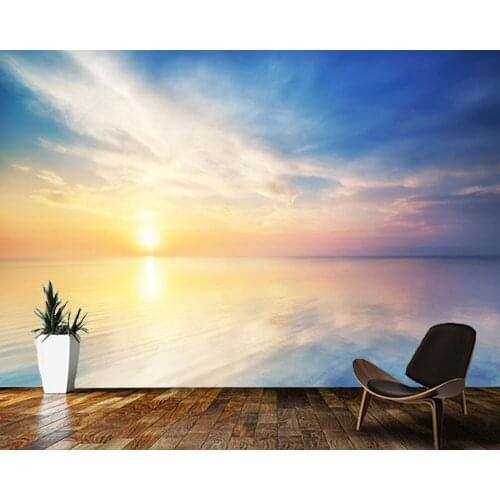 Papel de parede Beautiful seascape at sunset natural landscape wallpaper,living room bedroom wall papers home decor mural