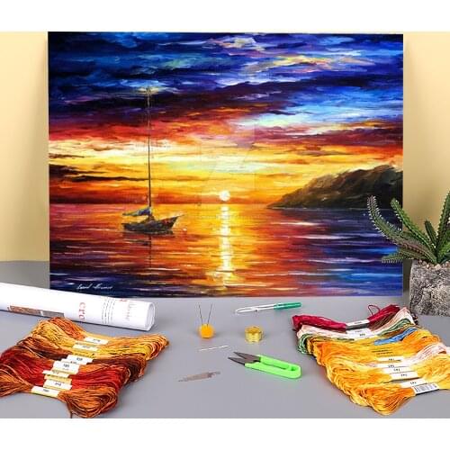 Resting By The Hill Pre-Printed 11CT Cross-Stitch Embroidery Patterns DMC Threads Craft Handicraft Painting Stamped