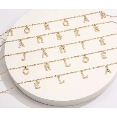 Custom Personalized Zircon Initial Necklaces for Women Customized Stainless Steel Charm Handmade 26 Letters DIY Necklace Jewelry