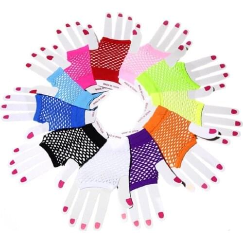 Novelty Place Neon Gloves Fingerless Diva Fishnet Wrist Gloves Assorted Neon Colors accesorios boda ST262