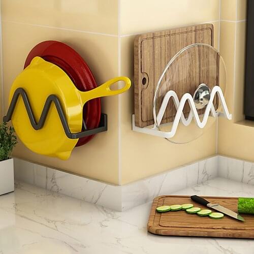 Durable Adjustable Pot Lid Rack Pan&Cutting Board Holder Stand Kitchen Organizer Dual Rack Chopping Board Shelf Stainless Steel