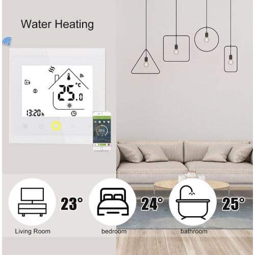 Programmable Wifi Thermostat for Water Heating Floor LCD Display Smart WIFI Temperature Controller Works with Alexa