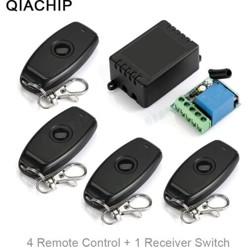 QIACHIP 433 Mhz Universal Wireless Remote Control Switch DC 12V 1CH Relay Receiver Module RF Transmitter Electronic Lock Control