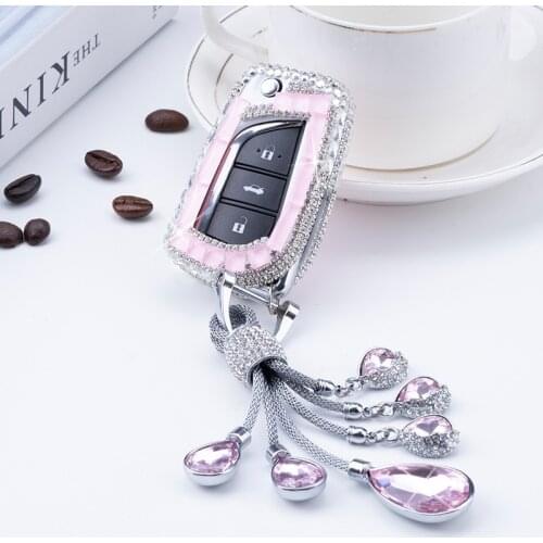 Diamond Crystal Car Key Cover Case Holder For Toyota Auris Corolla Reiz Avensis Verso Yaris Rav4 Scion TC IM 2015 2016 2017